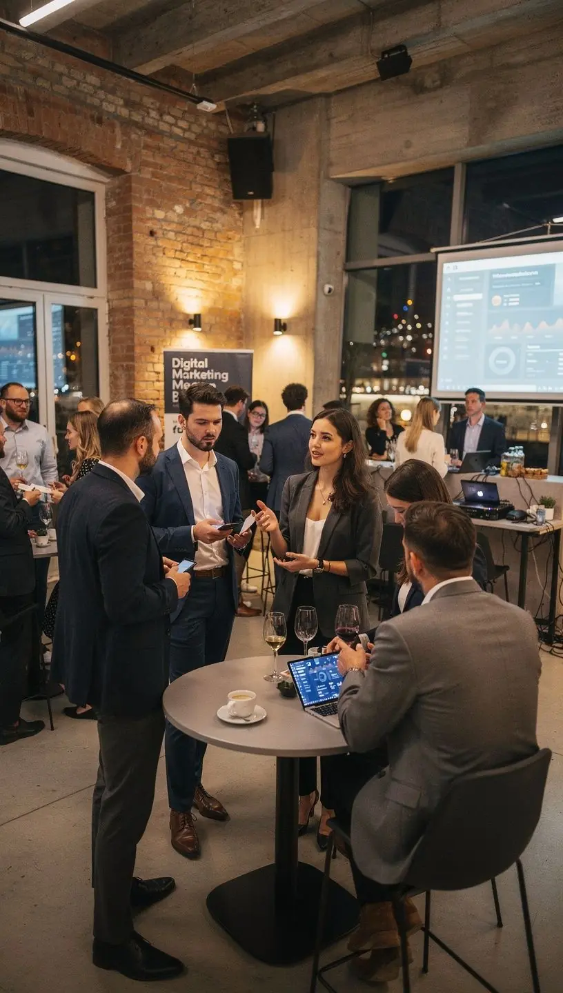 Tanfolyami anyagok és jegyzetek egy asztalon, a digitális marketing tanulásához.